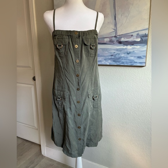 Cache Dresses & Skirts - Cache Olive Green Utility Tencel Dress